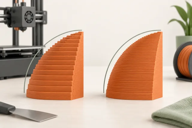 Two orange curved cross-sections with coarse and fine horizontal steps.