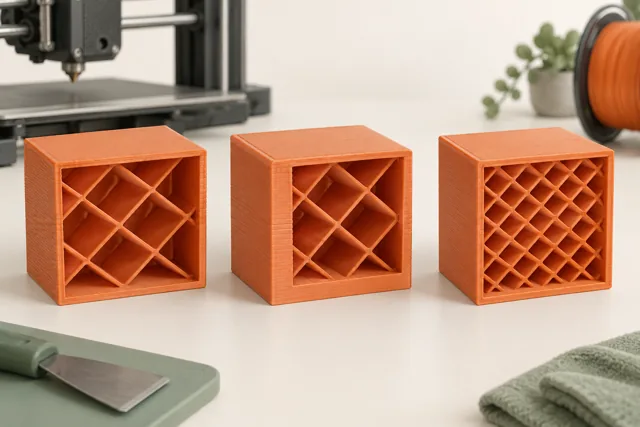 Cutaway boxes showing different shell thicknesses and interior grid densities.
