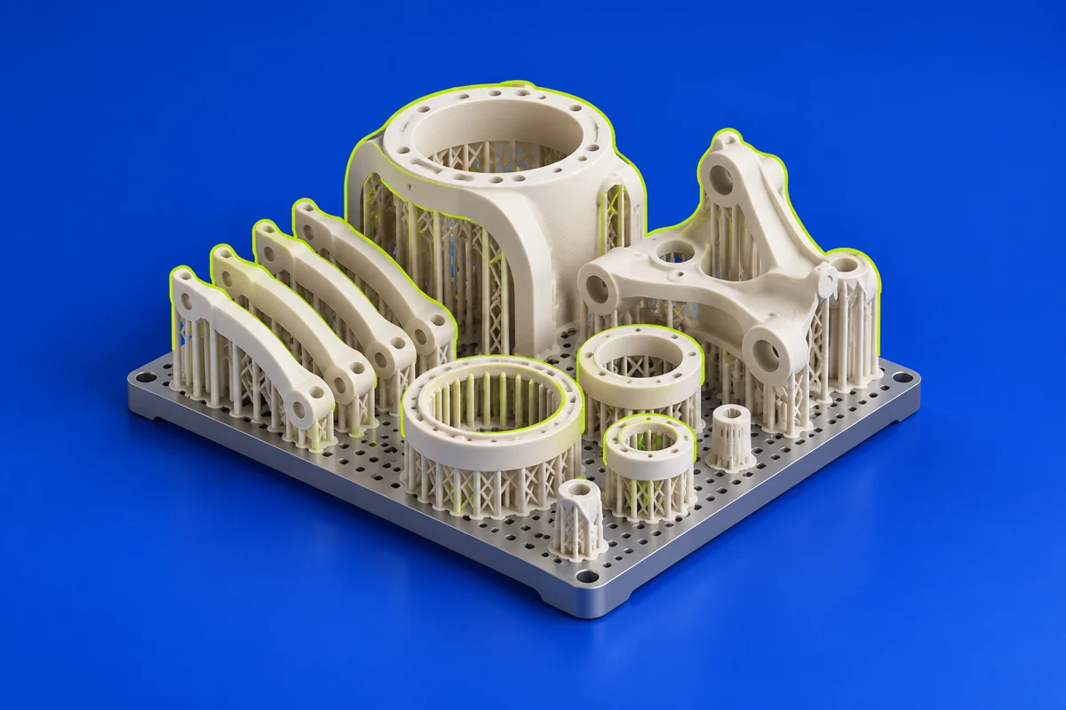 Original conceptual illustration of industrial data & build preparation for Materialise Magics